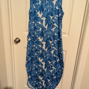 Blue Floral Sleeveless Dress
